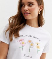 New Look White Floral Always Keep Growing Logo T-Shirt